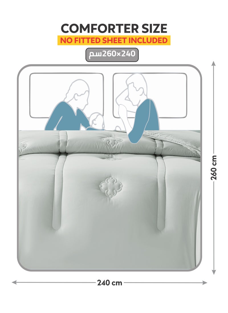 Donetella Bedding Comforter Set, King Size 260x240 cm - 3-Pcs Digital Print Quilted Bed Set, Microfiber Fabric - 1 Comforter And  Pillow Shams, 2 Pillowcases  - Image 2