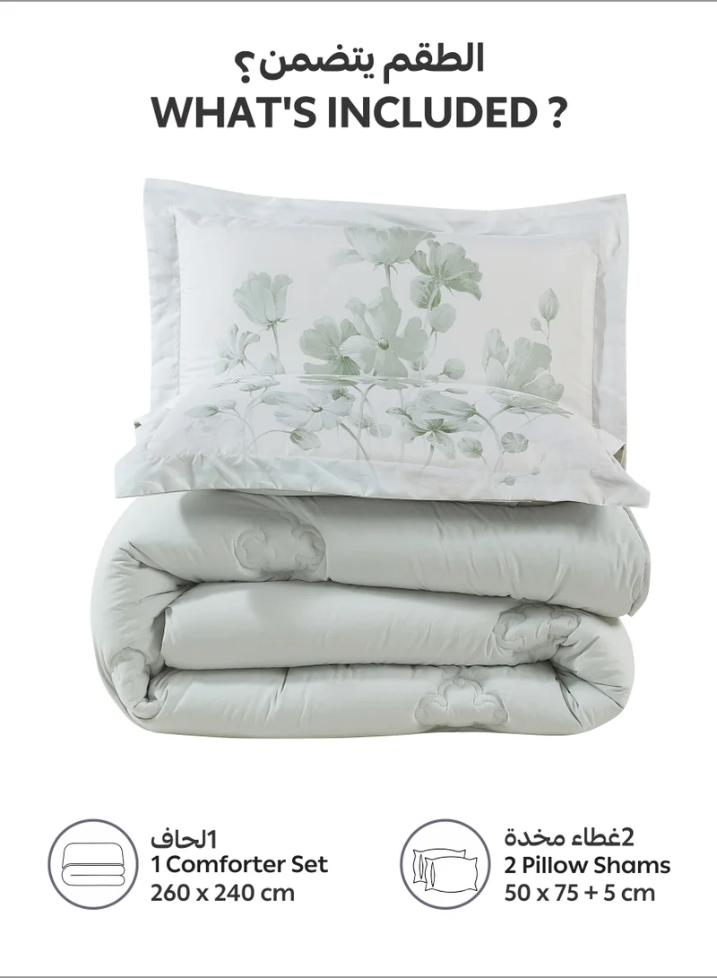 Donetella Bedding Comforter Set, King Size 260x240 cm - 3-Pcs Digital Print Quilted Bed Set, Microfiber Fabric - 1 Comforter And  Pillow Shams, 2 Pillowcases