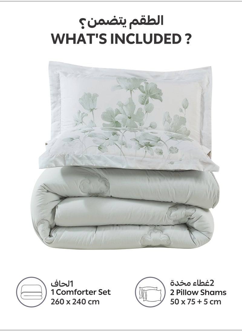 Donetella Bedding Comforter Set, King Size 260x240 cm - 3-Pcs Digital Print Quilted Bed Set, Microfiber Fabric - 1 Comforter And  Pillow Shams, 2 Pillowcases  - Image 3