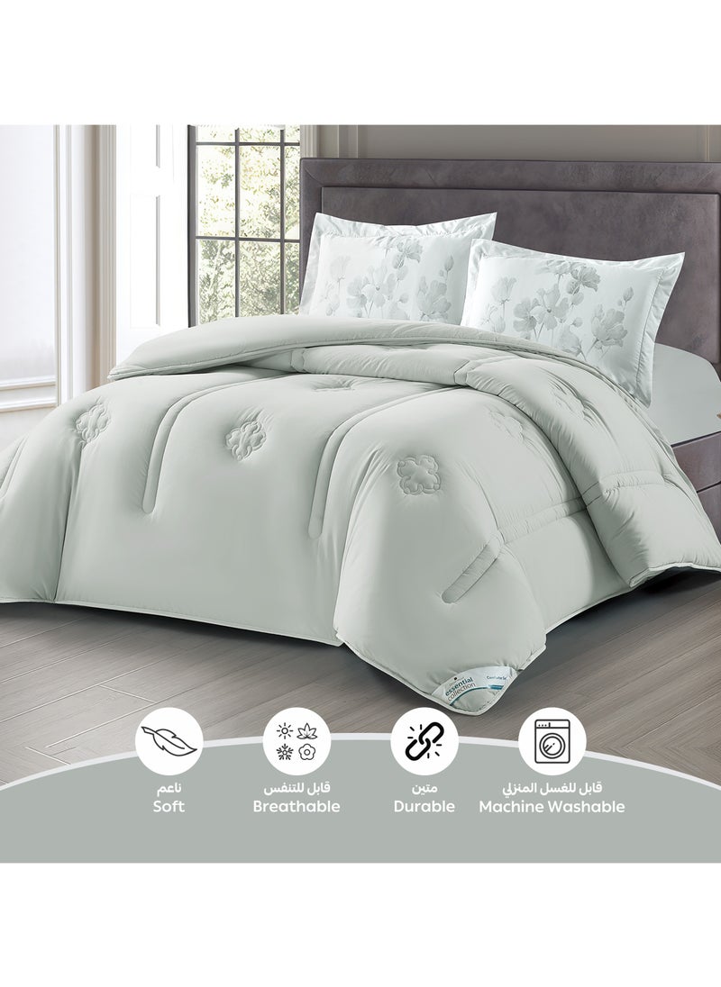 Donetella Bedding Comforter Set, King Size 260x240 cm - 3-Pcs Digital Print Quilted Bed Set, Microfiber Fabric - 1 Comforter And  Pillow Shams, 2 Pillowcases  - Image 5