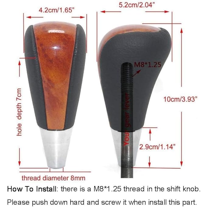 rayihni X spring Gear Shift Knob Premium Wood and Metal Design Shifter Knob Easy Installation for Car Interior Upgrade Ergonomic Comfort for Daily Driving - Image 3
