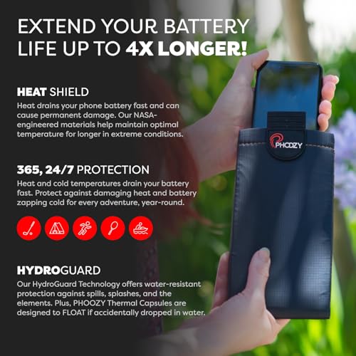 PHOOZY XP3 Thermal Phone Case with Patented Chromium Barrier - Insulated Pouch Extends Battery Life 4X in Hot Weather - Military-Grade Protection for Outdoor Adventures - Large Black - Image 3