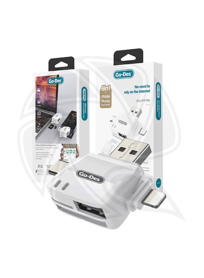 Go-Des 6in1 Mobile Phone Card Reader GD-DK121 - Image 1