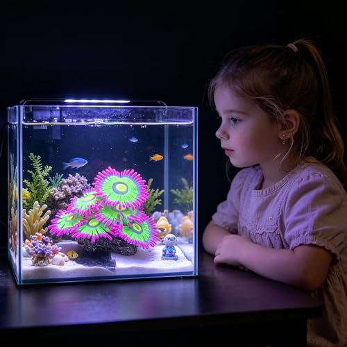 ZtohPyo Glowing Effect Soft Anemone Aquarium Fish Tank Decorations Silicone Glow in The Dark Artificial Ornament Plants for Aquarium Landscape SmallLarge Fish Bowl Decor Accessories - Image 3