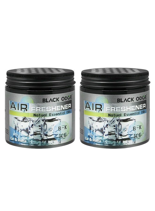 رائحة سوداء عبوتان من جل معطر الجو (رائحة Black Odor) بوزن 180 جم (طراز B-K Ice BO-03) - زيوت عطرية طبيعية للسيارة والمنزل - Image 1
