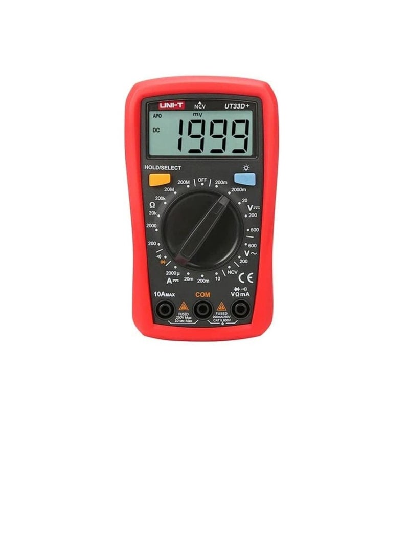 UNI-T UT33D+ Digital Multimeter Auto Range Palm Size AC DC Voltmeter Ammeter Resistance Capatitance Tester - Image 1