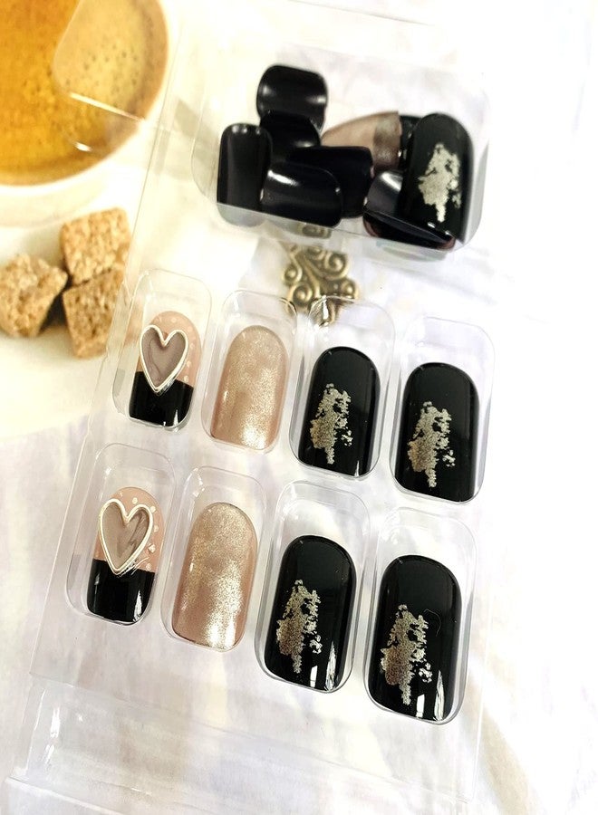 Vezocim Press on Nails Short Square Length, Full Cover Reusable False Nails Kits, Glue on Nails with Rhinestone Designs Artificial Glossy Fingernails Acrylic Fake Nails for Women Stick on Nails Coffin Shape - Image 5