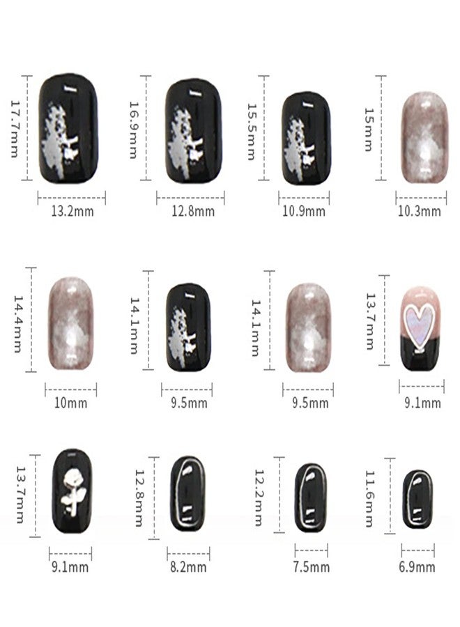 Vezocim Press on Nails Short Square Length, Full Cover Reusable False Nails Kits, Glue on Nails with Rhinestone Designs Artificial Glossy Fingernails Acrylic Fake Nails for Women Stick on Nails Coffin Shape - Image 3