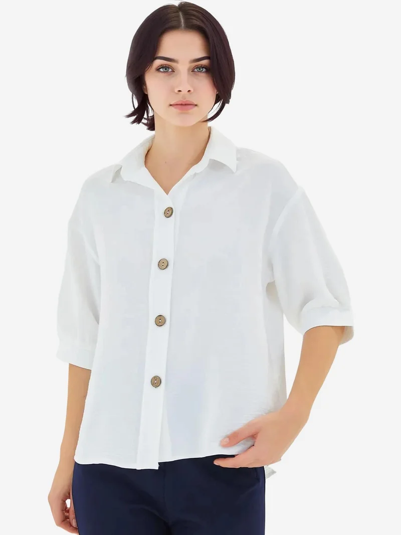 BIG DART BDART Oversized Crepe Shirt with Button Closure