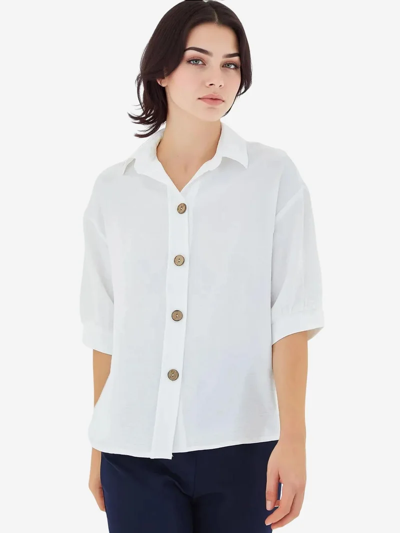 BIG DART BDART Oversized Crepe Shirt with Button Closure
