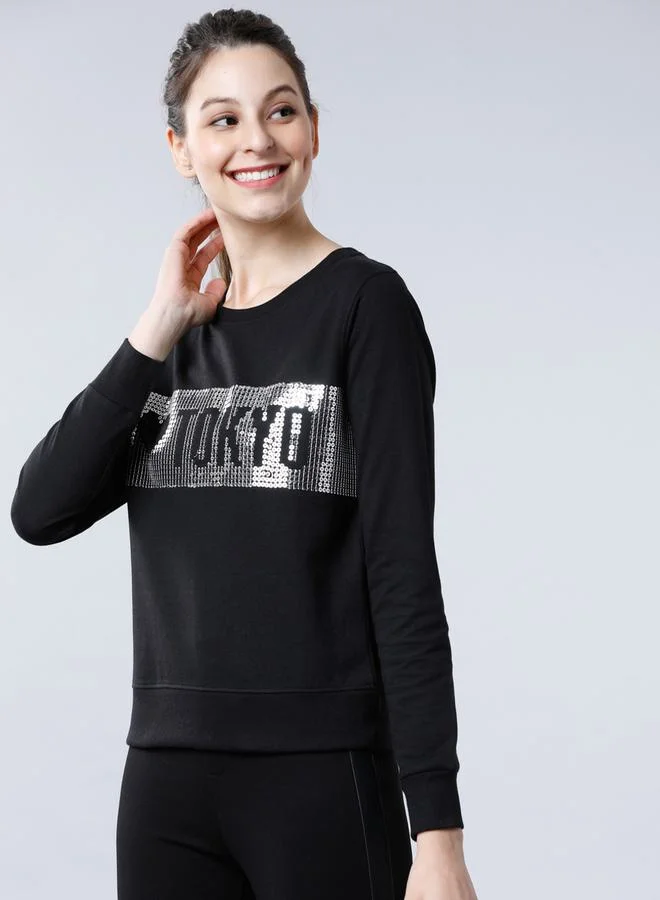 Tokyo Talkies Rhinestone Embellished Detail Sweatshirt by Styli