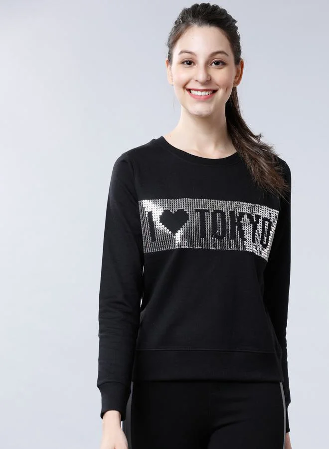 Tokyo Talkies Rhinestone Embellished Detail Sweatshirt by Styli