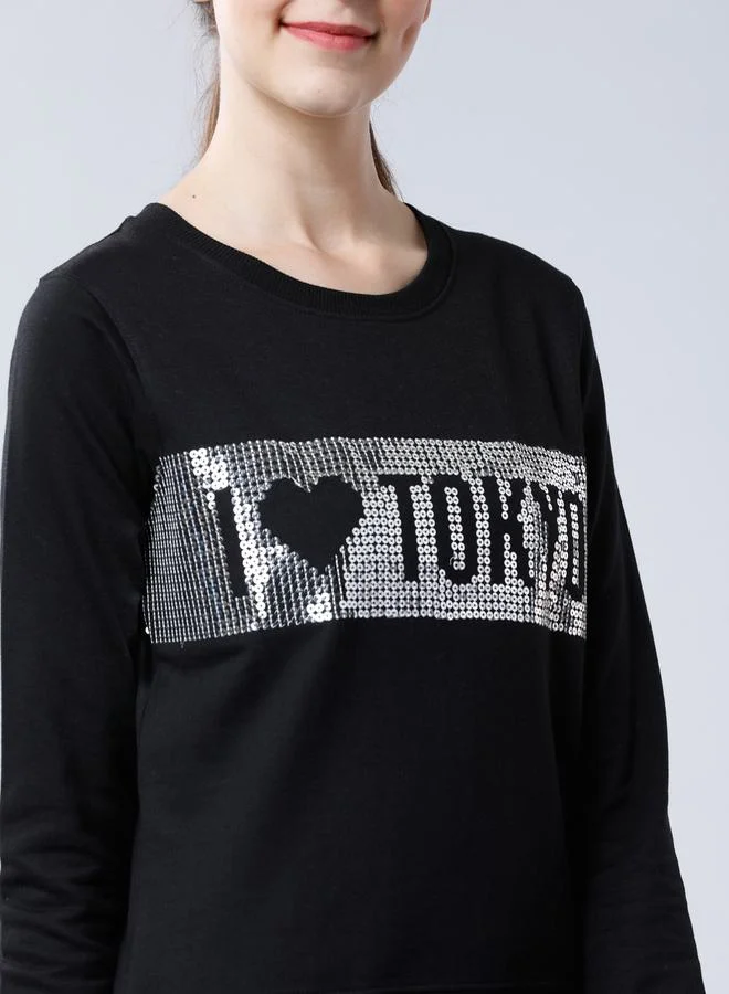 Tokyo Talkies Rhinestone Embellished Detail Sweatshirt by Styli