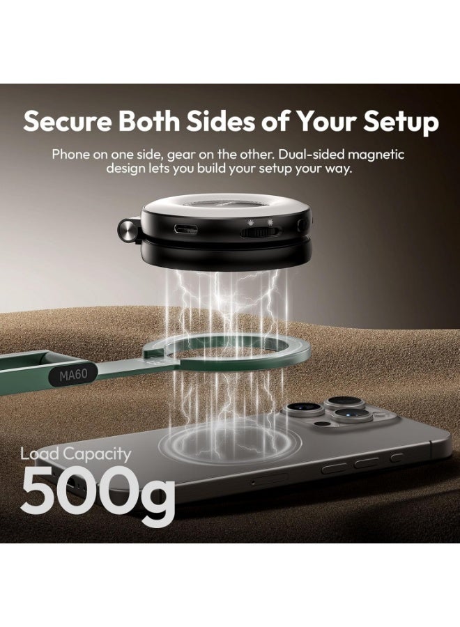 ULANZI MA60 Magnetic Phone Tripod Stand for iPhone - Aluminium Smartphone Mini Tripod Pocket Cell Phone Stand Strong Magnet Quick Mount Compatible with iPhone 16 15 14 13 13 Series, Green - Image 5