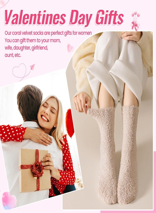 Eocom Womens Fuzzy Socks Warm Fluffy Winter Cozy Thick Plush Slipper Comfy Christmas Socks 5 Pairs(Black/Grey/Brown/White/Khaki) - Image 5