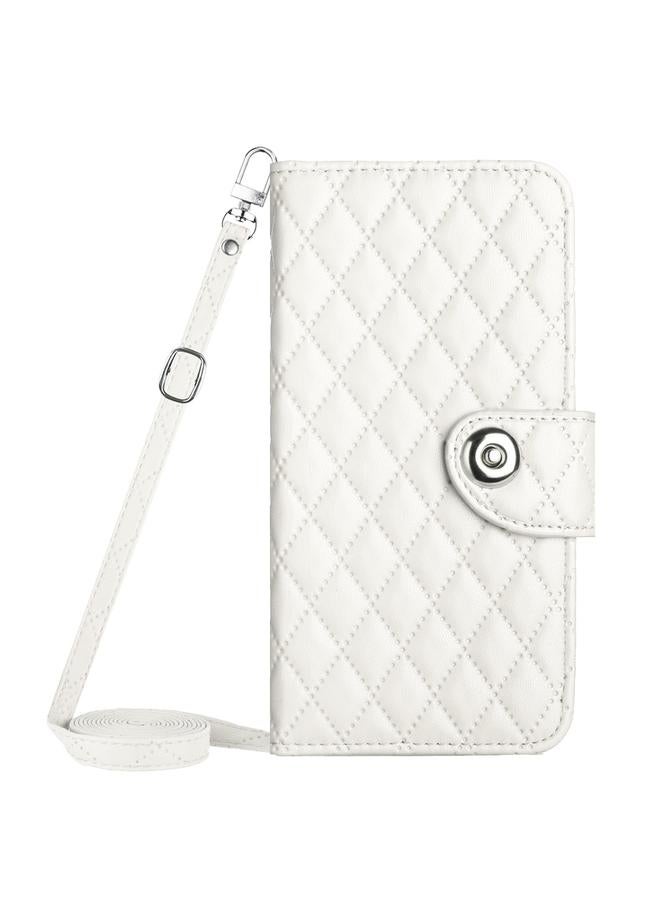 S-TOP Case For Samsung Galaxy A12 / M12 Rhombic Texture Flip Leather Phone Case with Long Lanyard - Image 2