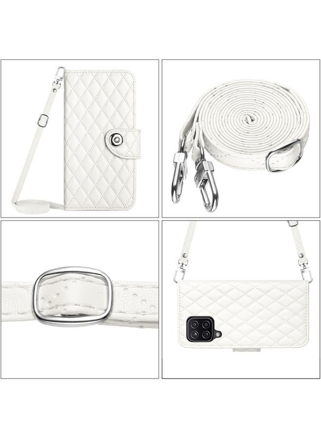 S-TOP Case For Samsung Galaxy A12 / M12 Rhombic Texture Flip Leather Phone Case with Long Lanyard - Image 5