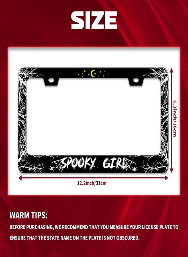 Omw2fyb Personalise Spooky Girl License Plate Frame License Plate Frames Car Universal Stainless Steel Accessories Cars Decor with 2 Holes and Screws Fits Standard US Vehicles Size 12.2 x 6 Inches - Image 2