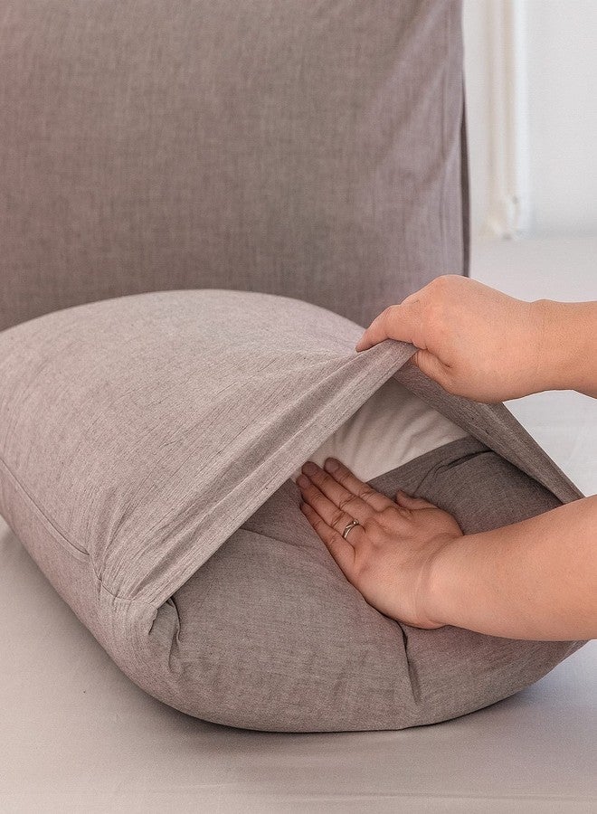 مومى أغطية وسائد MooMee Bedding، عبوة من قطعتين، مصنوعة من القطن المغسول بنسبة 100%، ذات ملمس يشبه الكتان، قابلة للتهوية، متينة، ناعمة ومريحة (لون بني بنفسجي ممزوج، قياسي) - Image 4