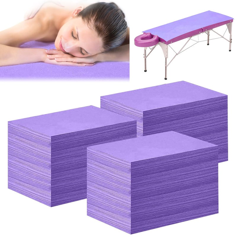 Framendino Framendino 50 Pack Purple Disposable Massage Table Sheets Waterproof Non Woven Fabric Breathable Bed Cover for Salon Chair Hotel Lash Beds 31x70 