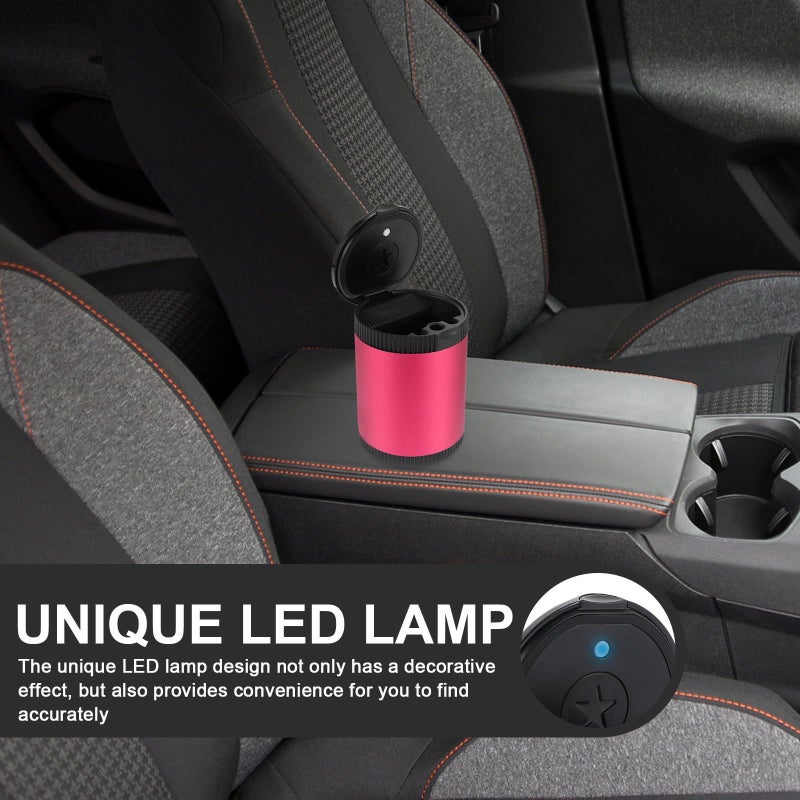 Sherchpry LED Car Ashtray With Lid Portable Red Smokeless Cigarette Ash Container For Vehicle Indoor Use - Image 4