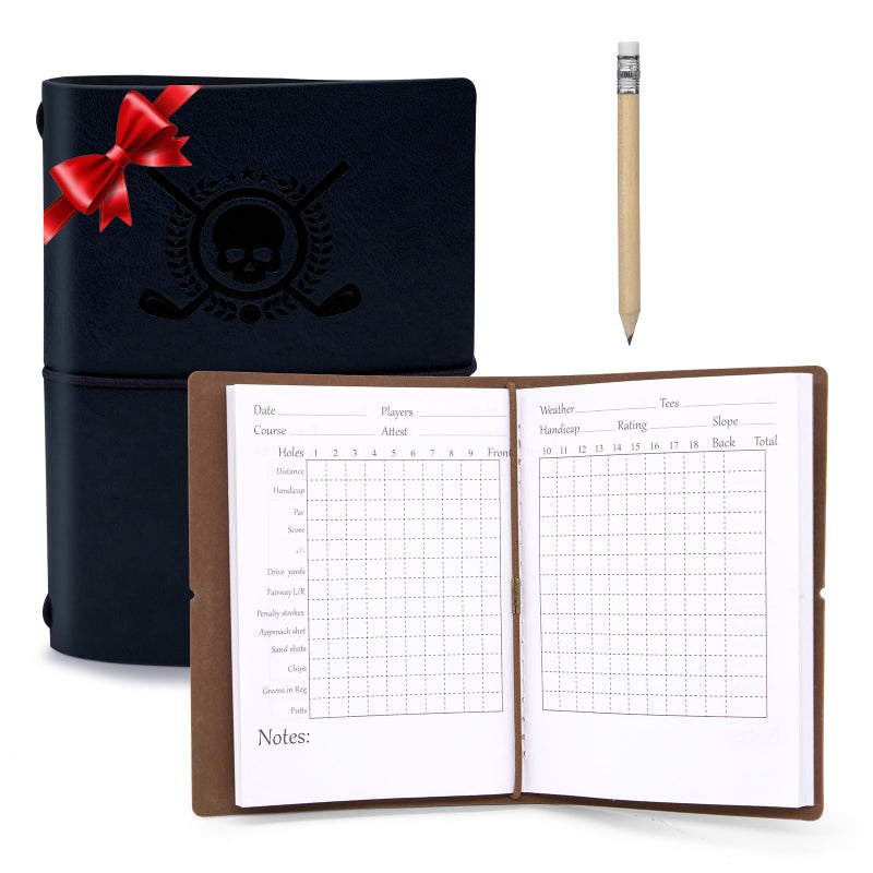 BAIRBRE Golf Scorecard Book Leather Golf Yardage Book with Pencil Golf Score Book Golf Gift for MenWomen Sports and Outdoor Golf Club AccessoriesNavy Blue - Image 2