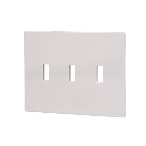 Eaton PJS3W Polycarbonate 3-Gang Screw less Toggle Switch Mid Size Wall Plate, White - Image 2