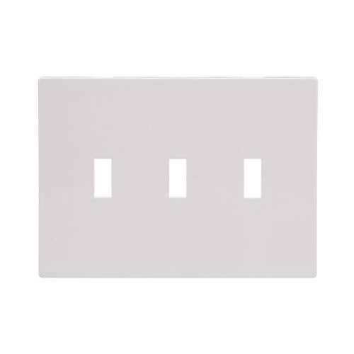 Eaton PJS3W Polycarbonate 3-Gang Screw less Toggle Switch Mid Size Wall Plate, White - Image 1