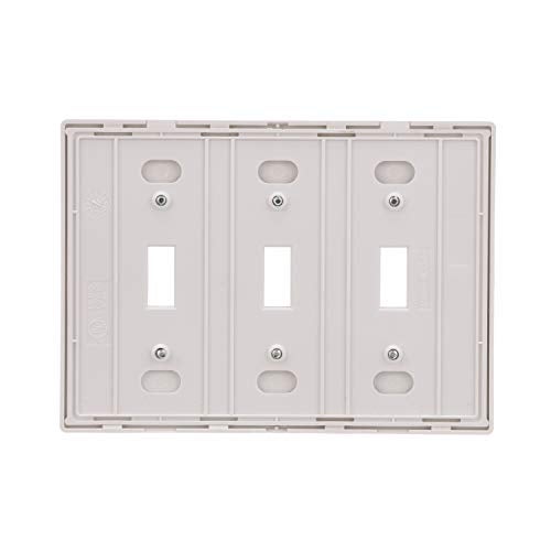 Eaton PJS3W Polycarbonate 3-Gang Screw less Toggle Switch Mid Size Wall Plate, White - Image 4