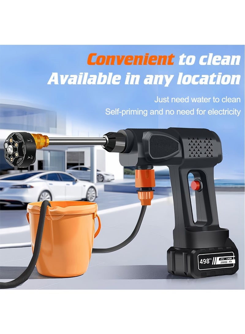 ET-LIFE Portable Cordless Pressure Washer with 6-in-1 Nozzle, 300W, 20000mAh Battery Power,  Electric Car Pressure Washer for Car Floor Wall Fence Cleaning Pet Cleaning - Image 4