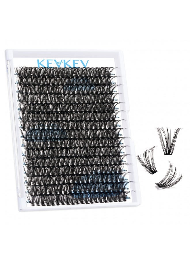 KevKev 300 Pcs Individual Lashes Lash Clusters DIY Lash Extension Cluster Lashes that Look Like Eyelash Extensions Self Applicaton at Home Volume Dramtic Look(50D,D-18mm)  - Image 1