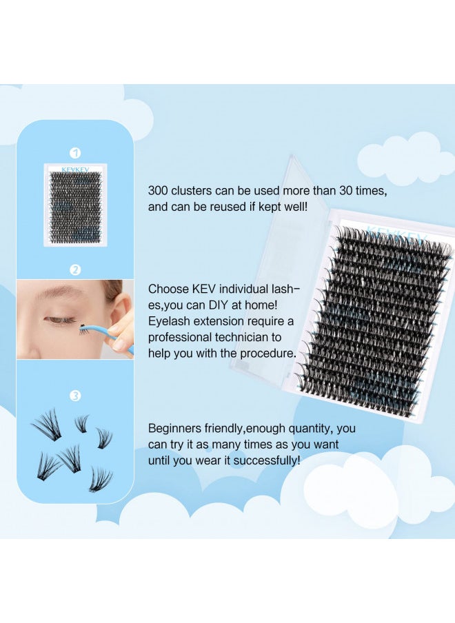 KevKev 300 Pcs Individual Lashes Lash Clusters DIY Lash Extension Cluster Lashes that Look Like Eyelash Extensions Self Applicaton at Home Volume Dramtic Look(50D,D-18mm)  - Image 4