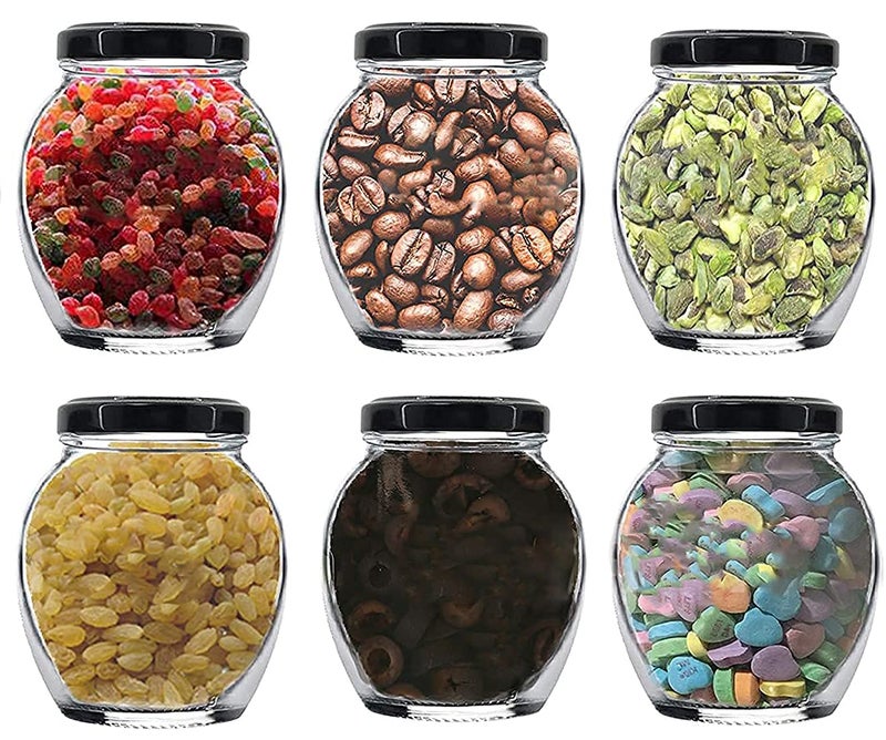 BRUSHFINCH Matka Jar 400 Ml Glass Jar with Air Tight Black Lid for Kitchen Dry Masala Storage JarHoney JarJar and ContainerSpice Masala JarPot Glass MatkaVisible Glass Jar Pack of 12 - Image 4