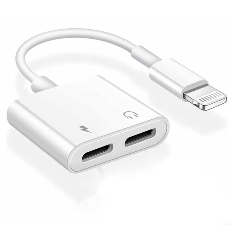 DesofIcon [Apple MFi Certified] iPhone Headphones Adapter Splitter, 2 in 1 Dual Lightning Charger Cable Aux Audio Adapter Converter for iPhone 14/13/12/11/XS/XR/X/8/7/6, Not Support iPhone 15 & USB C Devices - Image 1