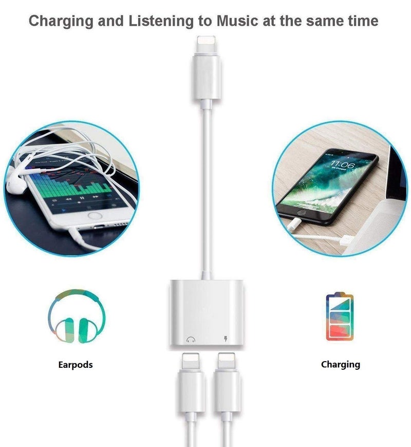DesofIcon [Apple MFi Certified] iPhone Headphones Adapter Splitter, 2 in 1 Dual Lightning Charger Cable Aux Audio Adapter Converter for iPhone 14/13/12/11/XS/XR/X/8/7/6, Not Support iPhone 15 & USB C Devices - Image 4