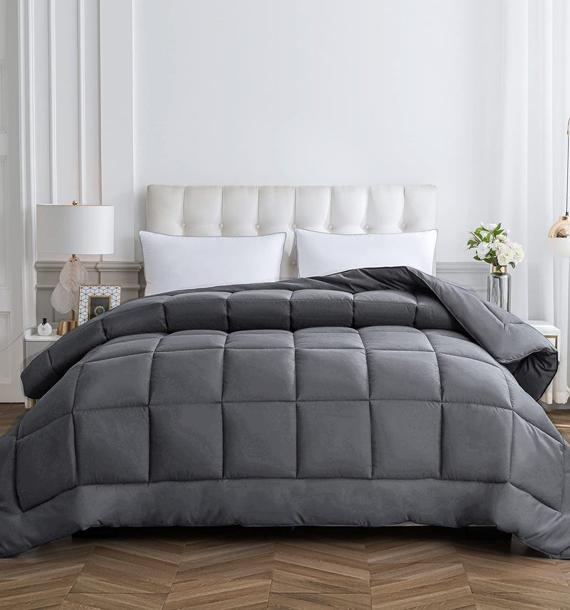 cozy night Cozynight Down Alternative Comforter-All Season Super King Plus Comforters Duvet Insert with Corner Tabs-Breathable-Diamond Stitched Reversible Gray Comforter 128x120 inches - Image 1