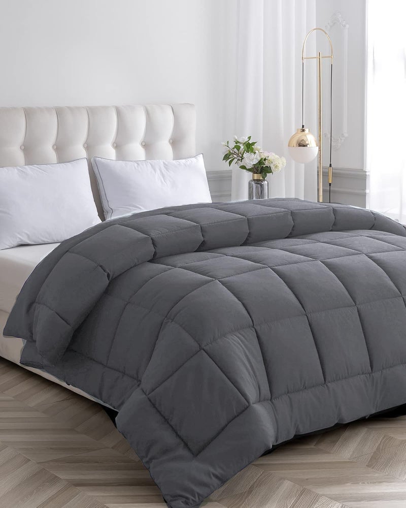 cozy night Cozynight Down Alternative Comforter-All Season Super King Plus Comforters Duvet Insert with Corner Tabs-Breathable-Diamond Stitched Reversible Gray Comforter 128x120 inches - Image 2