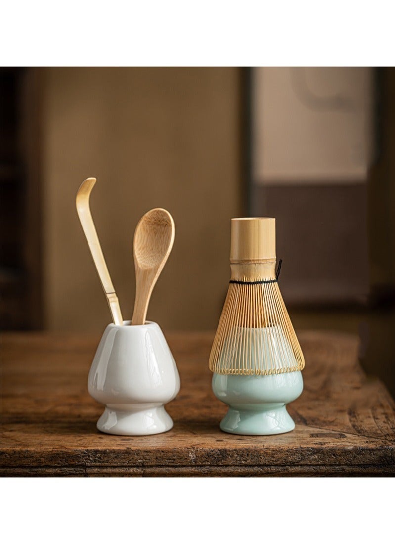 MIXDE Matcha Whisk Set, Matcha Bowl with Spout, Matcha Whisk and Holder, Bamboo Matcha Scoop,Tea Mat and Towel,7 Pcs Jade Green Matcha Kit for Matcha Lover (7Pcs) - Image 2