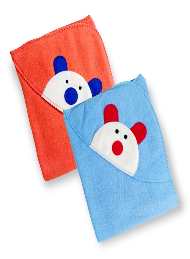 First Kick مجموعة بطانيات الأطفال حديثي الولادة من فيرست كيك، عبوة من بطانيات بألوان قوس قزح، مناسبة للأطفال الرضع من الجنسين، عبوة من قطعتين باللونين الأزرق والبرتقالي - Image 1