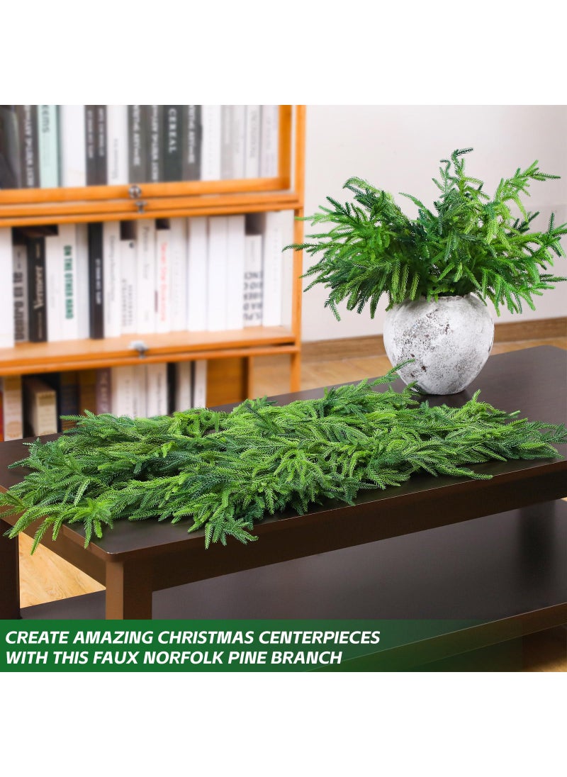 Jutom Jutom 6 Pcs Christmas Norfolk Pine Branches  Norfolk Pine Artificial Christmas Branches DIY Crafts Faux Christmas Norfolk Pine Branches for Xmas Indoor Outdoor Home Decor (18 Inches)  - Image 5