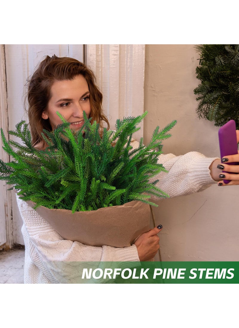 Jutom Jutom 6 Pcs Christmas Norfolk Pine Branches  Norfolk Pine Artificial Christmas Branches DIY Crafts Faux Christmas Norfolk Pine Branches for Xmas Indoor Outdoor Home Decor (18 Inches)  - Image 4