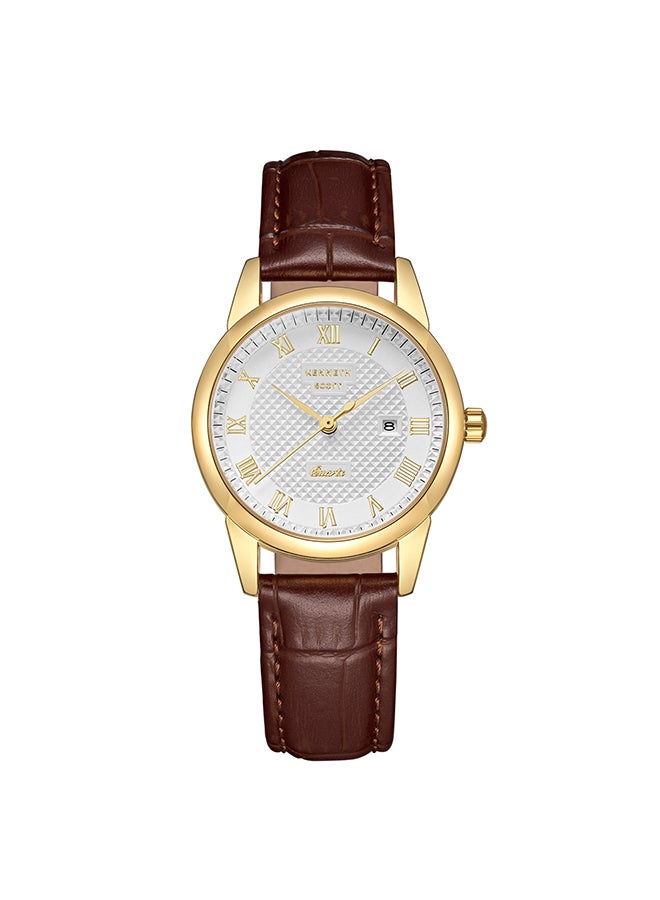 كينيث سكوت ساعة يد جلدية نسائية بعقارب - Image 1
