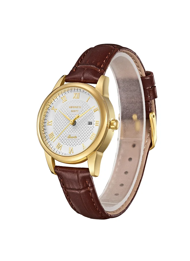 كينيث سكوت Kenneth Scott Women's Ivory Dial Analog Watch - K23530-GLDI