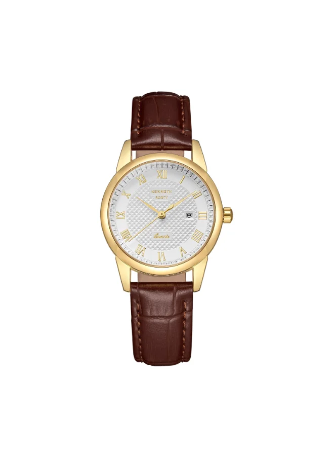 KENNETH SCOTT Women's Leather Analog Watch K23530-GLDI - 32x40 mm