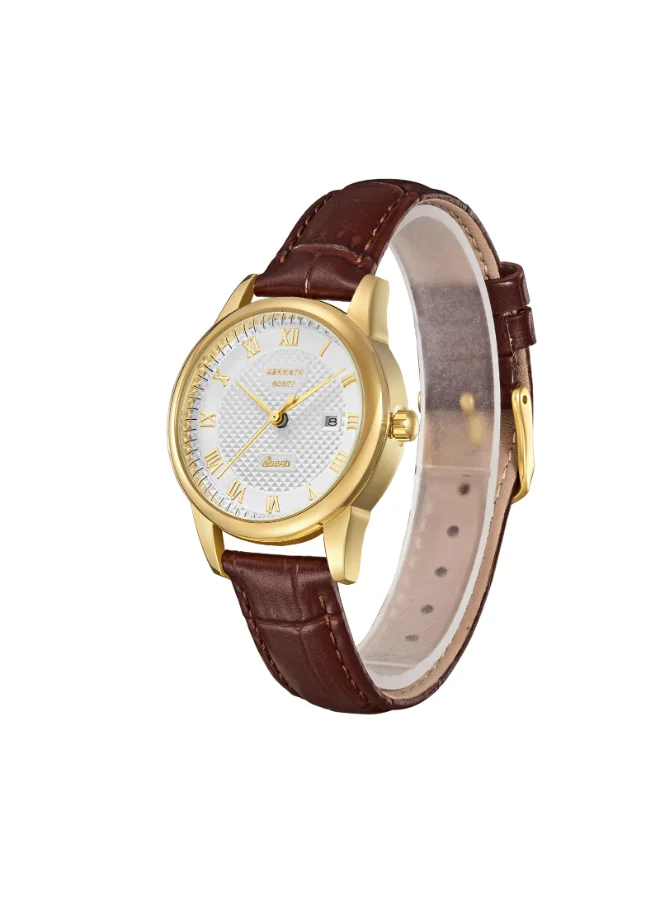 KENNETH SCOTT Women's Leather Analog Watch K23530-GLDI - 32x40 mm