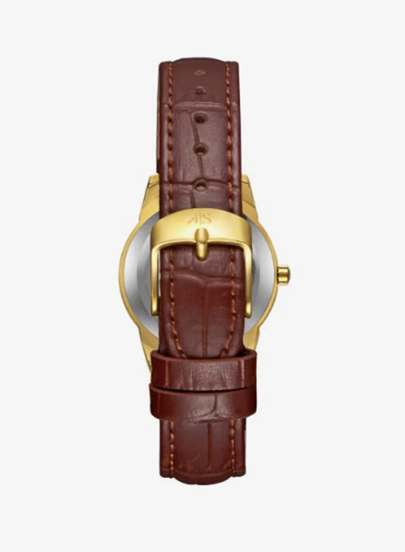 Kenneth Scott Ivory Women's Leather Analog Watch K23530-GLDI - 32x40 mm for Women | Best Price UAE