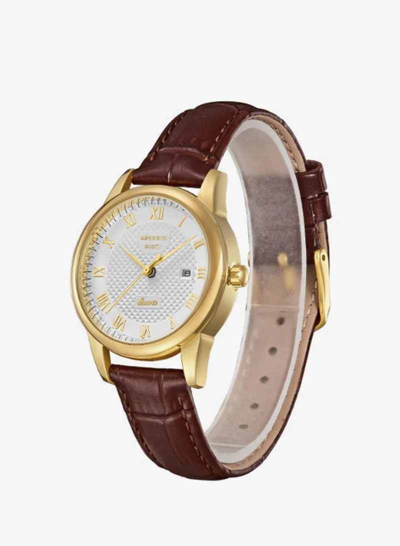 KENNETH SCOTT Women's Leather Analog Watch K23530-GLDI - 32x40 mm