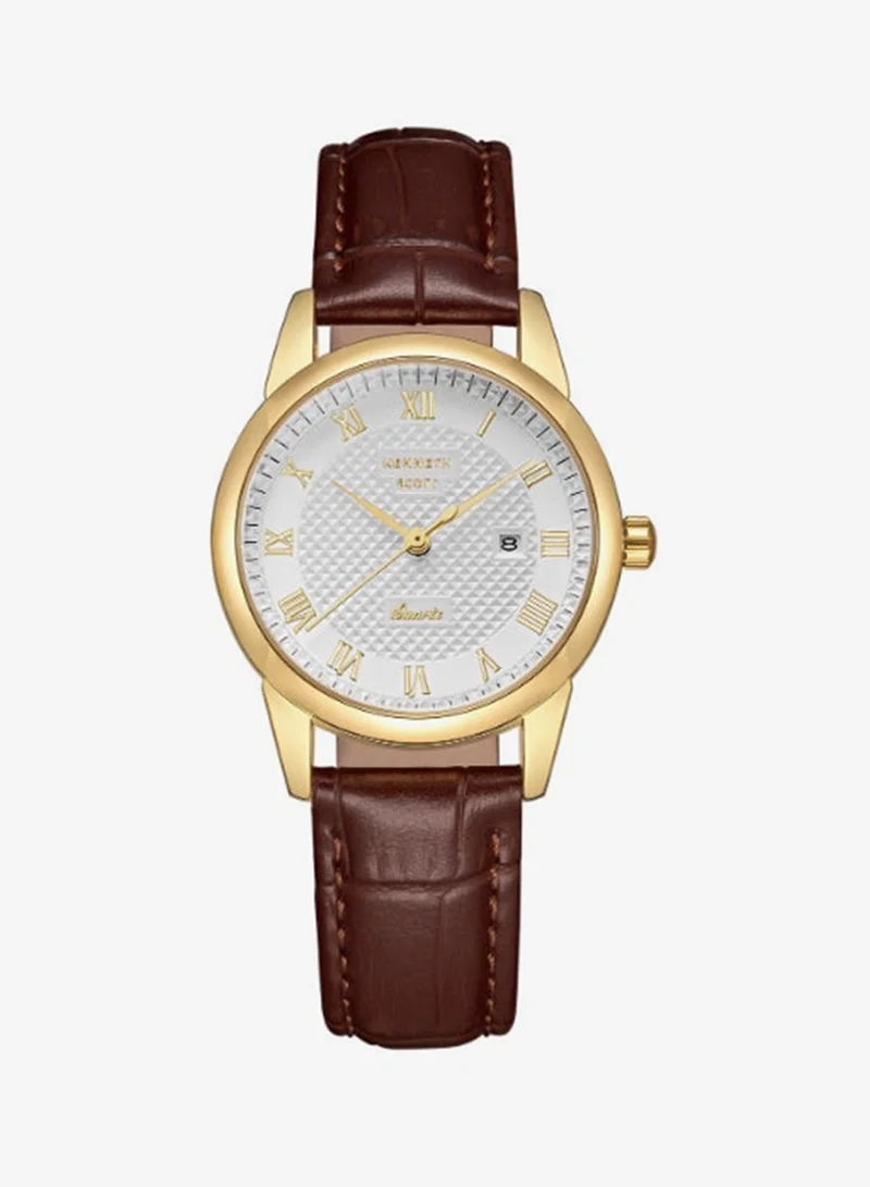 KENNETH SCOTT Women's Leather Analog Watch K23530-GLDI - 32x40 mm