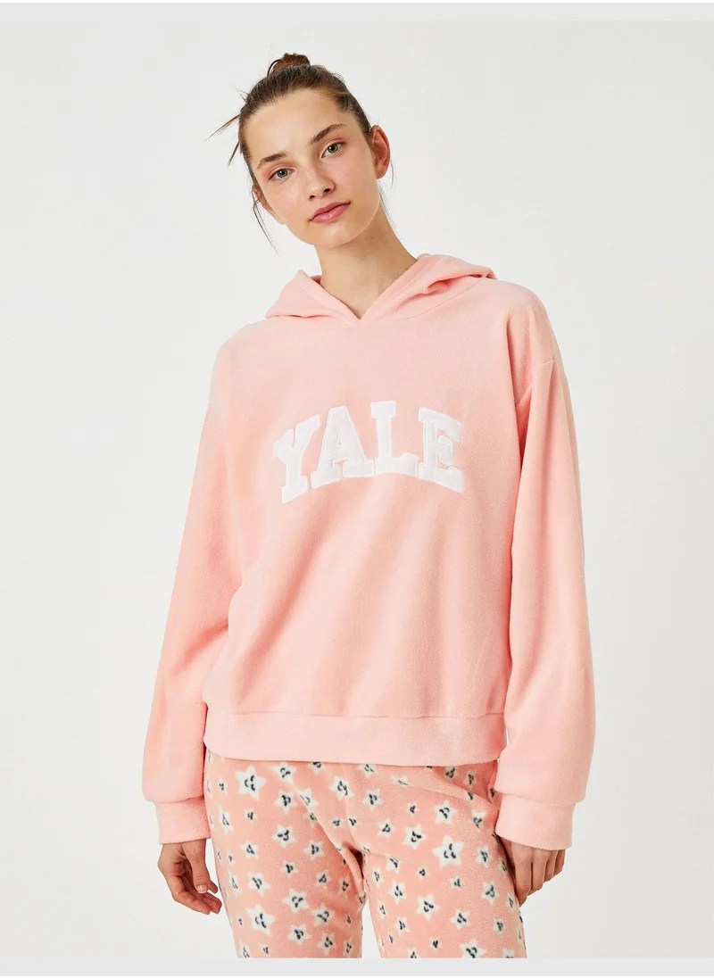 كوتون Embroidered Hooded Sweatshirt