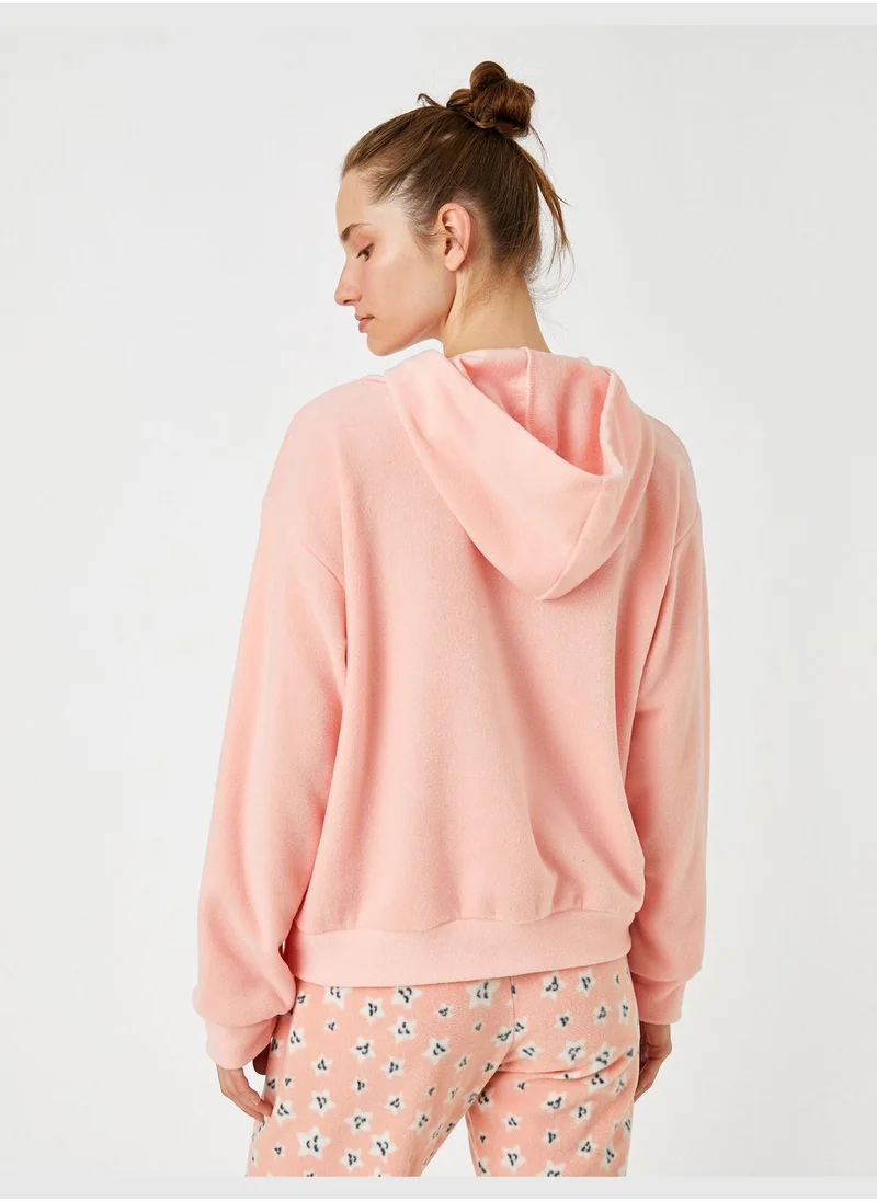كوتون Embroidered Hooded Sweatshirt